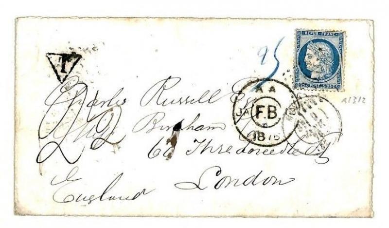 M180 FRANCE Menton Hotel Taxed Inspectors Mark Cover 1875 {samwells}