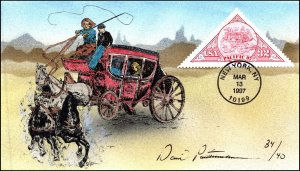 Scott 3131 32 Cents State Coach David Peterman Hand Painted FDC 34 of 40