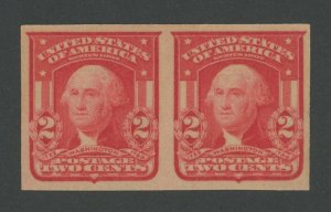 USA 320 - 2 cent Washington Type I Imperf Carmine pair - VF Mint never hinged