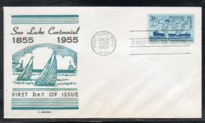 US #1069 Soo LOcks  FDC George Cachet unaddr C992