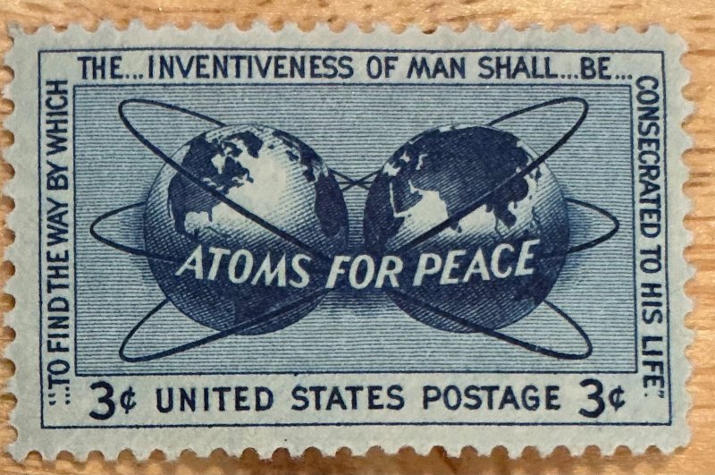 US SCOTT 1070 3c MNH AToms FOR PEACE ISSUE 1955