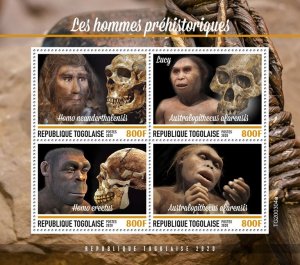 TOGO - 2020 - Prehistoric Humans - Perf 4v Sheet  - Mint Never Hinged