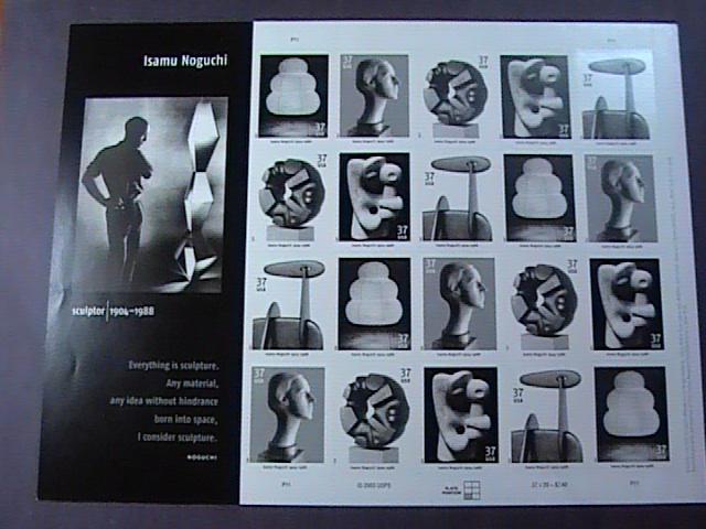 U.S.# 3857-3861(3861a)-MINT/NH--PANE OF 20--ISAMU NOGUCHI-SCULPTOR--2004