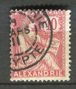 FRENCH COLONIES; ALEXANDRIE early 1900s Mouchon issue used 10c. value