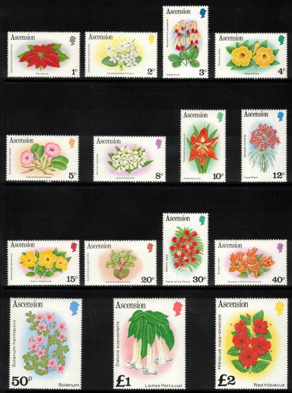 ASCENSION 1981 Flowers; Scott 274-88, SG 282A-296A; MNH