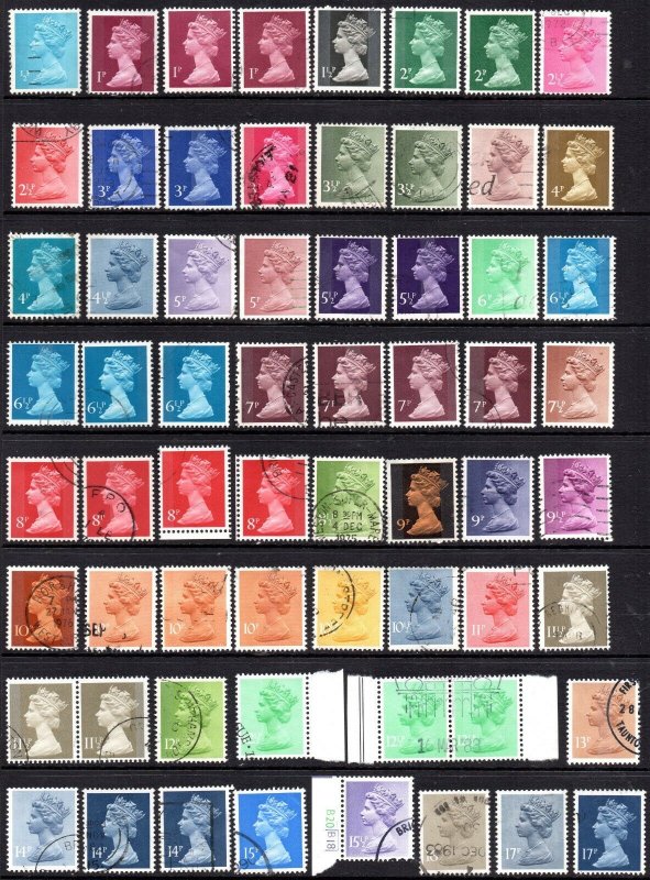 1971-90 Harrisons In Photogravure With Phosphor Bands short set of 40 Used