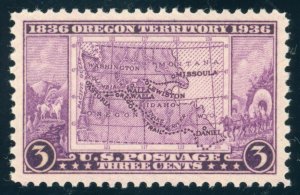 US Stamp #783 Oregon Territory 3c - PSE Cert - SUPURB 98 - MOGNH - SMQ $125.00