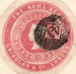 GB QV ADVERTISING RING *THE HOME NEWS* 3d Used 1863 Die {samwells}B2WHITE16