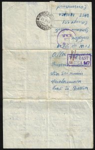 UK GB ITALY 1945 PRISIONER OF WAR LETTER BRITISH EAST AFRICA COMPANY POW CAMP 35