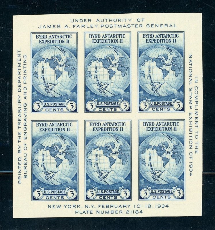 US Stamp #735 National Stamp Expo 3c - Souvenir Sheet - MNG- CV $10.00