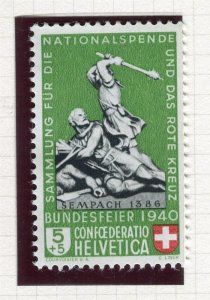 SWITZERLAND; 1940 early Pro Patria issue Mint hinged Shade of 5c. value