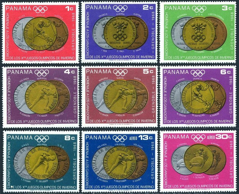 Panama 487-487H,MNH.Michel 1077-1085. Olympics Grenoble-1968.Medals-Winners.