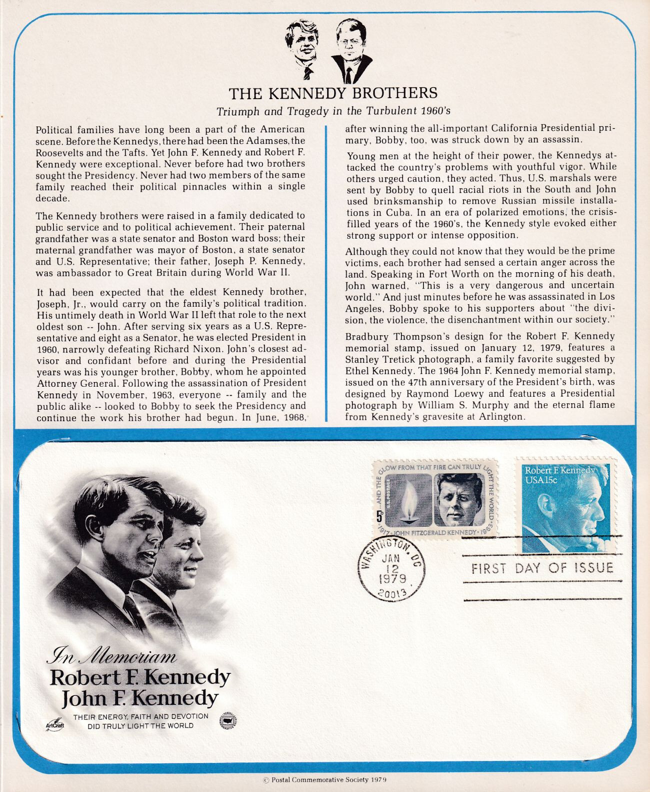 1979 Robert F. Kennedy memorial Sc 1770 on PCS info page with Art Craft ...