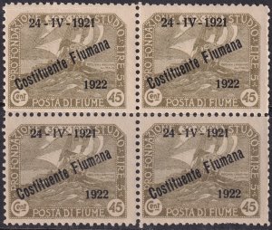 Fiume 1922 Sc 165 block MLH*