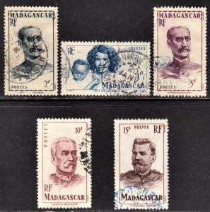 Madagascar Scott 277-78, 279, 282-83  F to VF used.