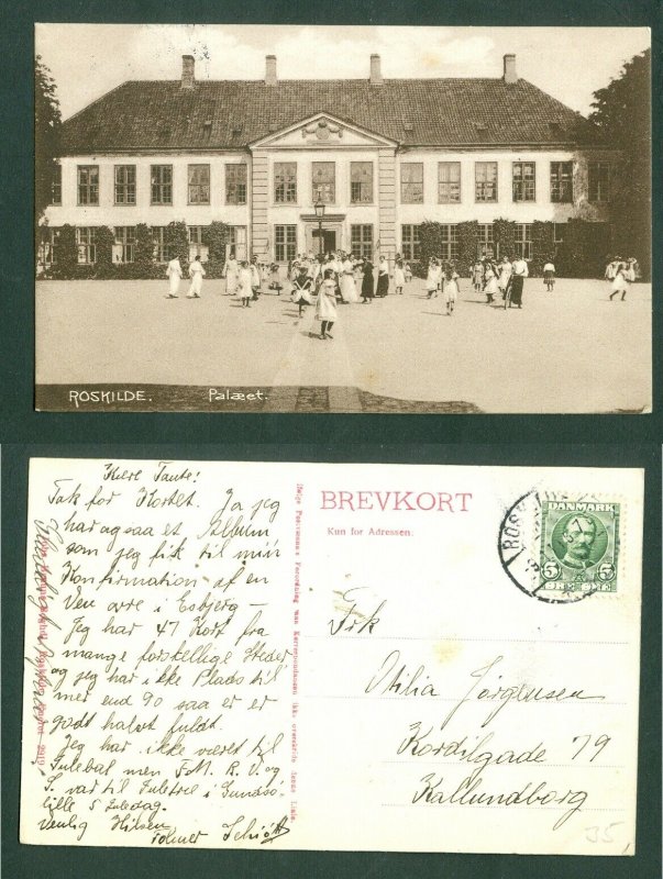 Denmark. Postcard. 1911 Private Girl School  Palæet Roskilde. Bicycle.People.