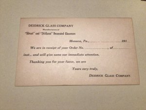 U. S. Deidrick Glass Company Monaca P. A. 1920 postal card 67194