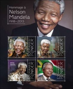 Niger - 2013 Nelson Mandela In Memoriam - 4 Stamp  Sheet 14A-262