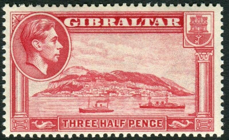 GIBRALTAR-1938-51 1½d Carmine Perf 13½.  A lightly mounted mint example Sg 123a