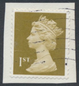 GB   1st Machin Gold  SG 1668  Used on piece   SC# MH300  see scans