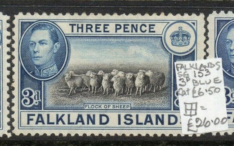 Falklands 1938 GVI Early Issue Fine Mint Hinged 3d. 303368