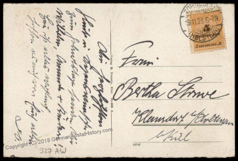 Germany High Inflation Cover Nov 19 1923 Mi327AW Last Day Rate 72333