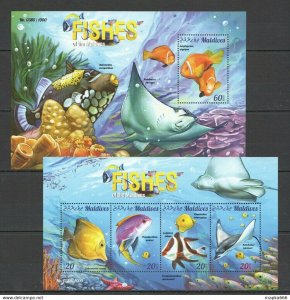 2015 Maldives Fauna Marine Life Fishes 1Kb+1Bl ** Ml100