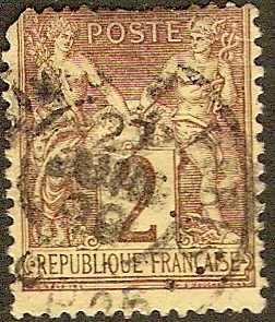 France - #88 - used - 1877 - Peace and Com. - 2c - SCV-$1.90