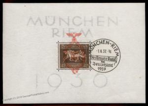 German 1937 Muenchen Riem Brown Band Horse Mi Block 10 Used 86172