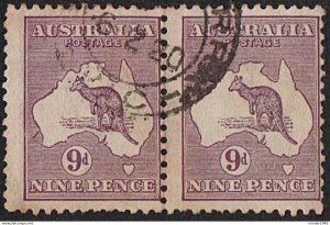 AUSTRALIA 1916 KGV 9d Violet Die II Horizontal Pair SG39 Used