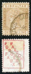 GIBRALTAR SG14 1s bistre SPERATI FORGERY RARE