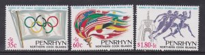 Penrhyn # 295a-295c, Los Angeles Summer Olympics, NH, 1/2 Cat.