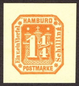 Hamburg Reprint of cut square, 1 1/4Sch, Unused