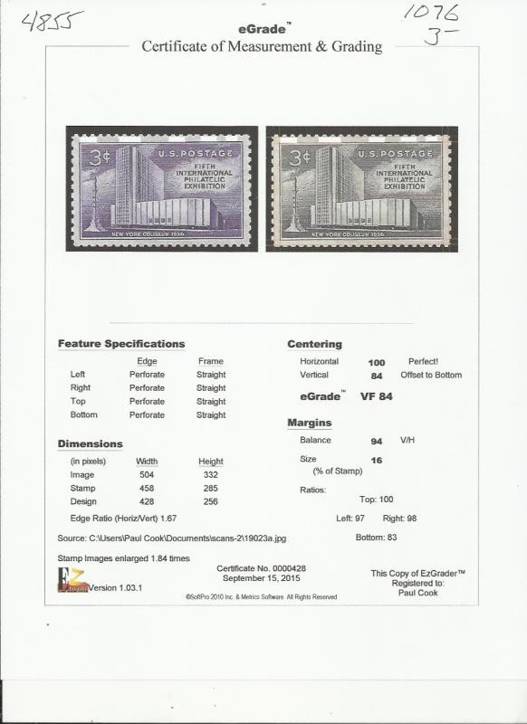 # 1076 MINT NEVER HINGED F.I.P.EX.     VF+