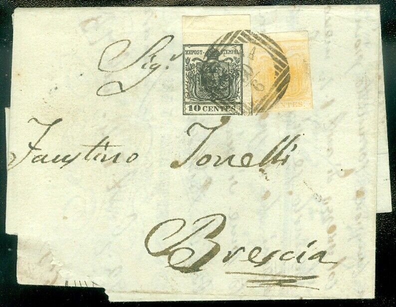 EDW1949SELL  AUSTRIA-LOMBARDY-VENETIA Scarce Combination of #1 & 2 Folded Letter