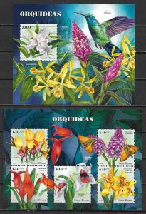 Guinea Bissau SW 9524-29 Orchids m/s and s.s. MNH (lib)