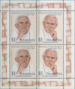 Cook Islands Penrhyn 2012 SG595-596 Pope John Paul II sheetlet MNH