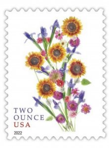 US Sunflower Bouquet Single Stamp. 2022. MNH. Ships after 24 Mar 2022.