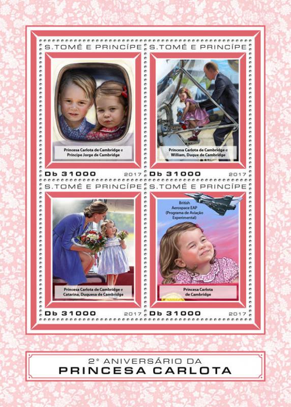 Sao Tome & Principe 2017 MNH Princess Charlotte William 4v M/S Royalty Stamps