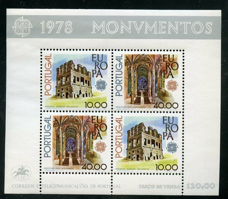 PORTUGAL  SCOTT # 1391a EUROPA 1978  SOUVENIR SHEET MINT NEVER HINGED 