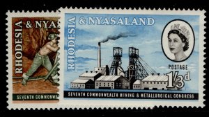 RHODESIA & NYASALAND QEII SG38-39, 1961 7th mining congress set, LH MINT.
