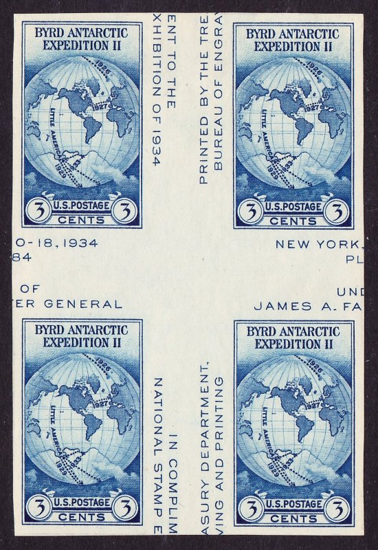 Scott 768a, Unused Block of 4 with Crossed Gutters, 3c Byrd SS, NGAI, LHi