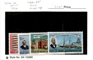 Isle of Man, Postage Stamp, #62-65 Mint NH, 1975 Manx Pioneers (AC)