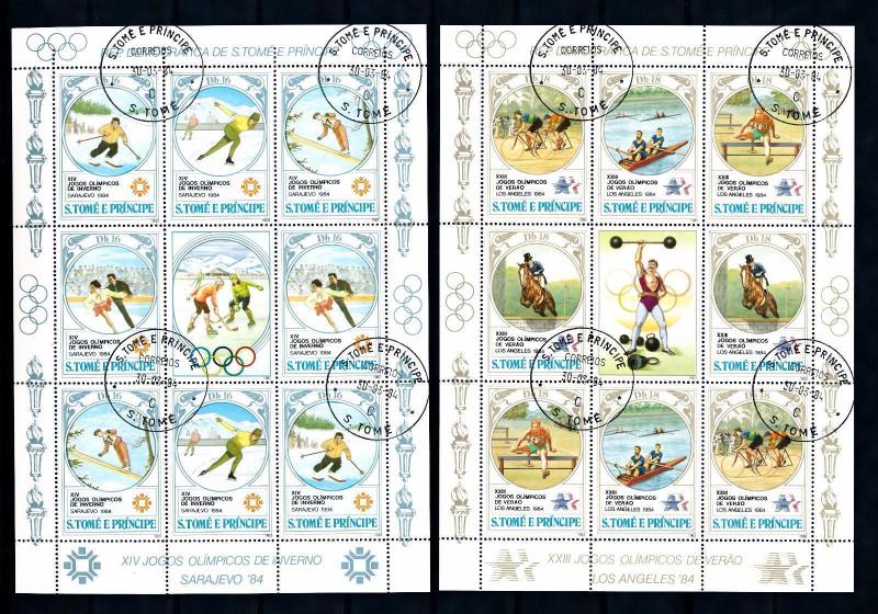 [46765] Sao Tome & Principe 1983 Olympics Skating Cycling Icehockey M/S's