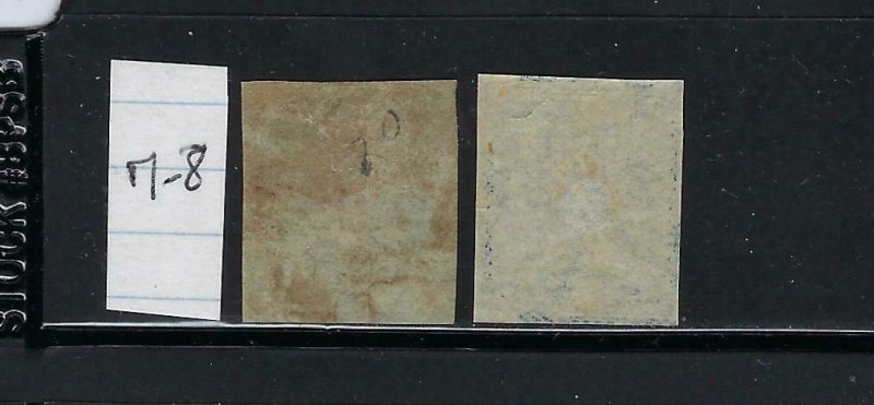 MAURITIUS SCOTT #7-8 1849-58 (NEVER PLACED IN USE) #7 NO GUM.