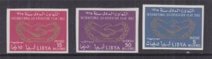 LIBYA, 1965 International Co-operation Year set of 3, IMPERF., lhm.