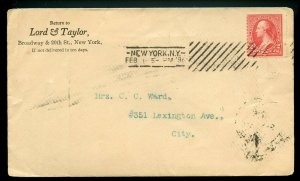 U.S. T III 1st Bur. Iss. on 1896 Cover w/Lord & Taylor Advertising Corner Card