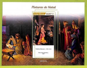 B0455 - GUINE-BISSAU - MISPERF ERROR Stamp Sheet - 2022 - Christmas Paintings, ART-