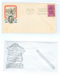 US 854 1937 3c Washington's inauguration Tercentenary (single) on an unaddressed first day cover with a Gundel cachet on...