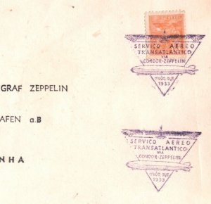 BRAZIL GRAF ZEPPELIN/CONDOR Air Mail Cover FIRST FLIGHT 1933 GERMANY MAX15